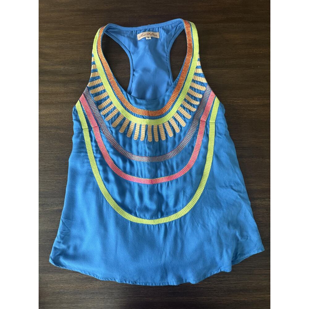 Mara Hoffman Tank Top Womens Small Blue Racerback Embroidered Boho Festival - Picture 8 of 8